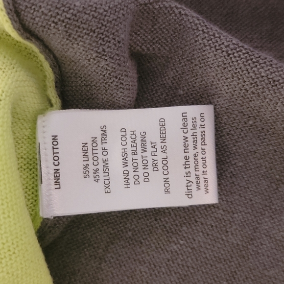 Horny Toad Pullover Sweater Medium in  gray and chatreuse, a linen/cotton blend - Picture 5 of 8